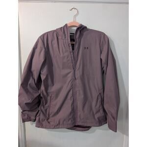 Under Armour Women's Windbreaker Hooded Jacket Mauve Dusty Rose Mesh Lined Full